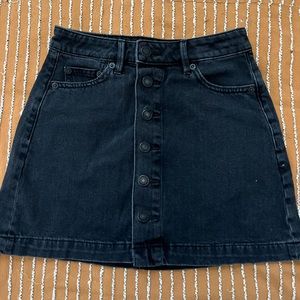Black denim mini skirt